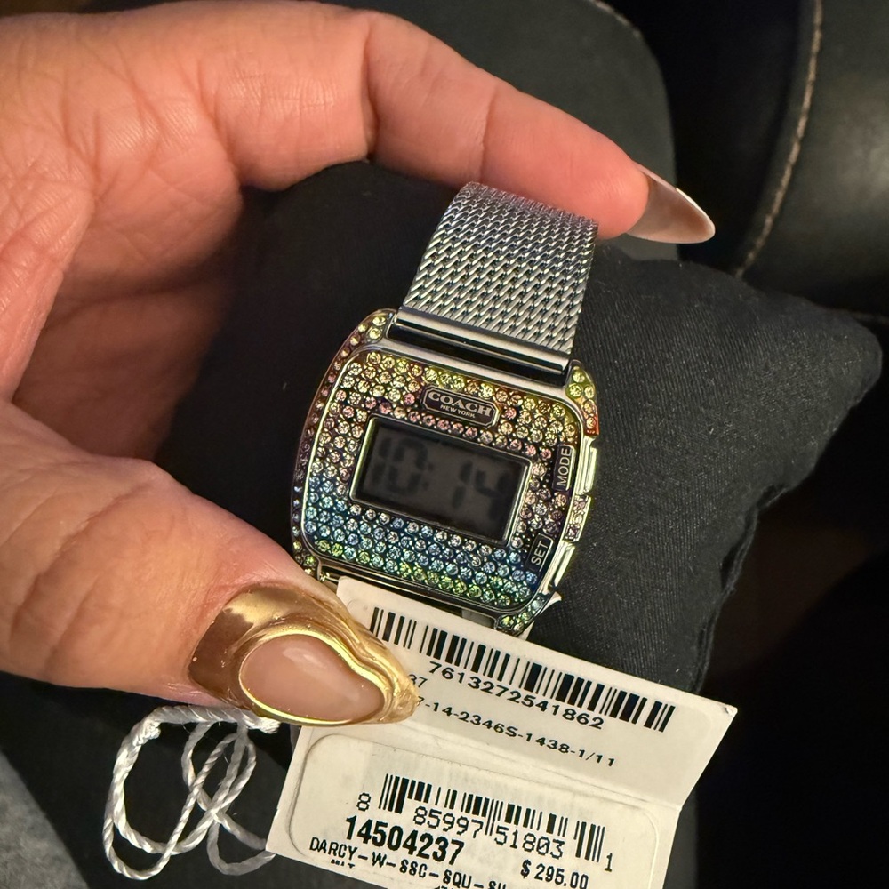 Coach Digital Watch with Multicolor Crystals